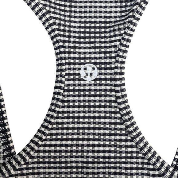 Lululemon Cool Racerback Gingham Luon White Black Size 6 - Picture 7 of 7